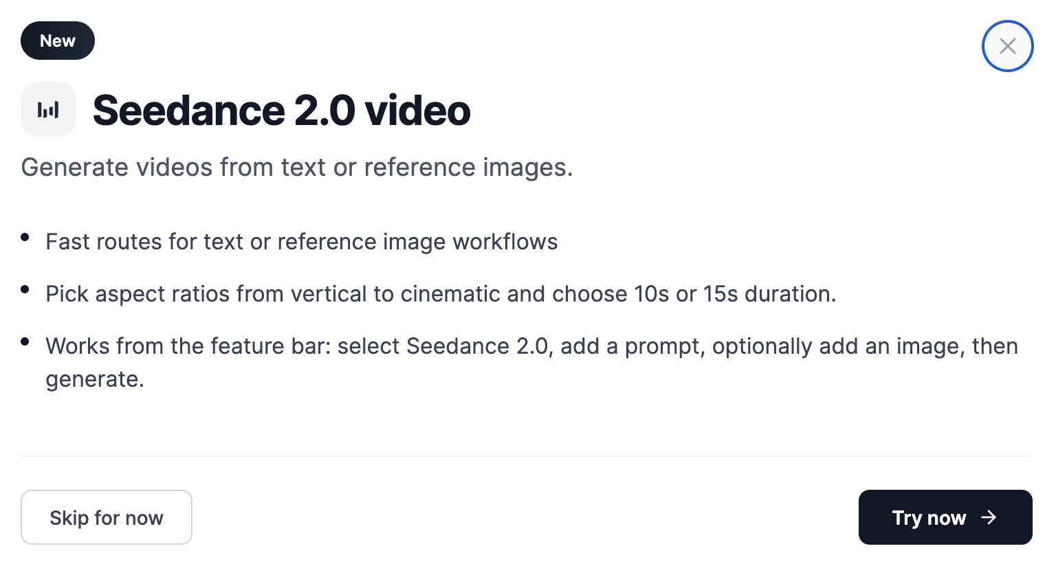 MakeUGC Seedance 2.0 video feature — generate videos from text or reference images