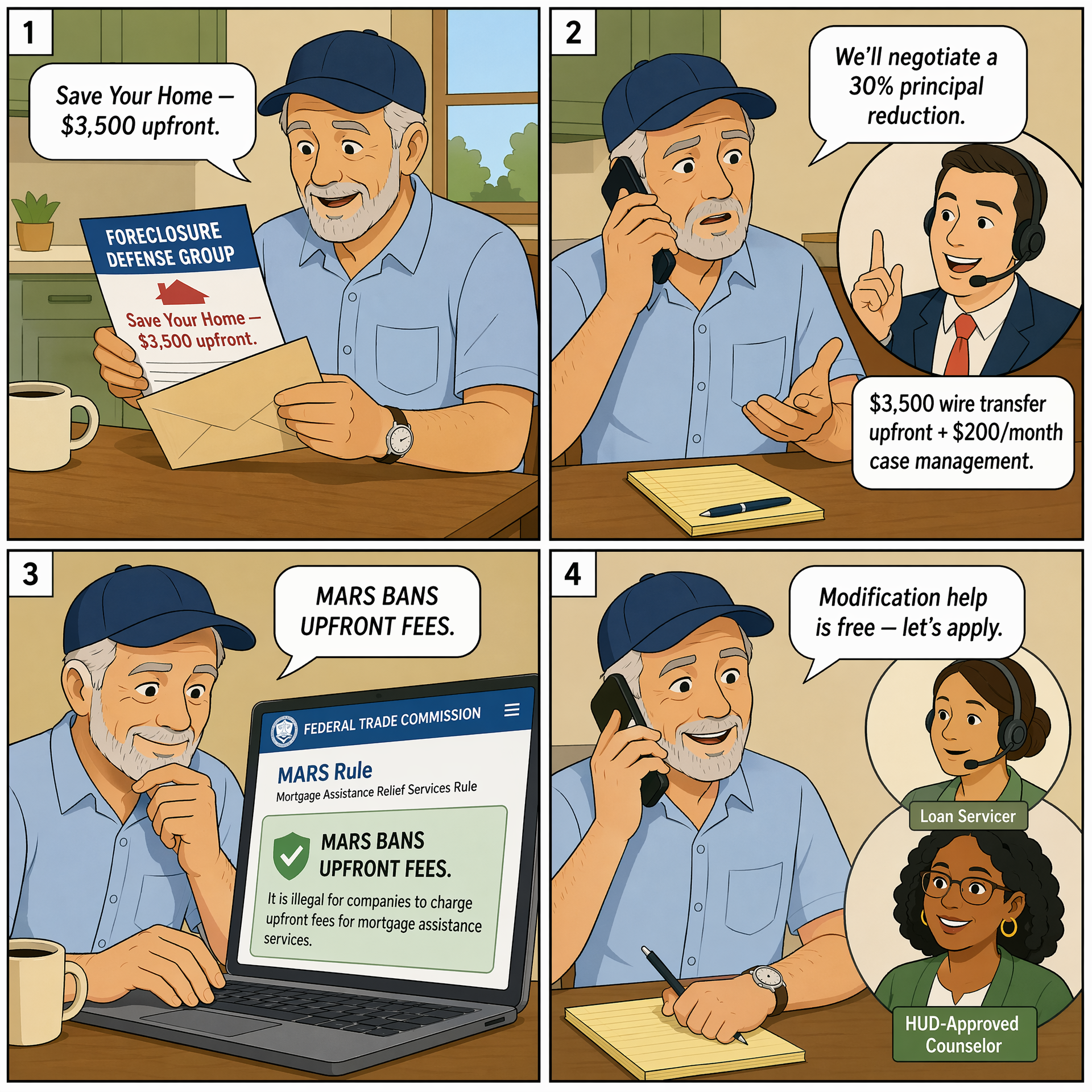Mortgage / Loan-Modification (Illegal under MARS) — comic illustration