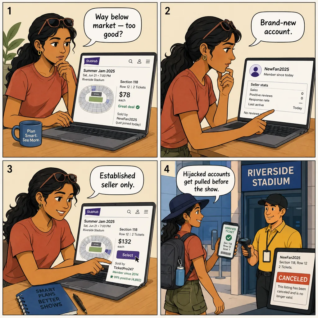 Hijacked Verified-Resale Seller Account — comic illustration