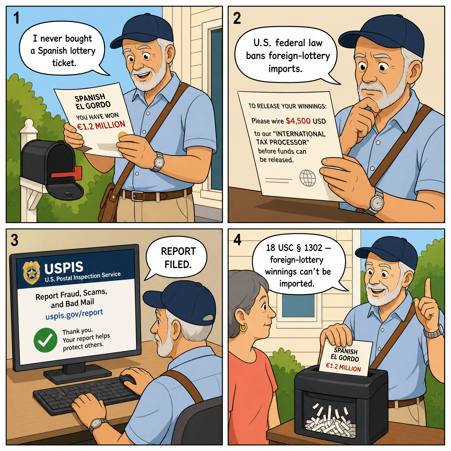 International Lottery (El Gordo, UK National Lottery) — comic illustration