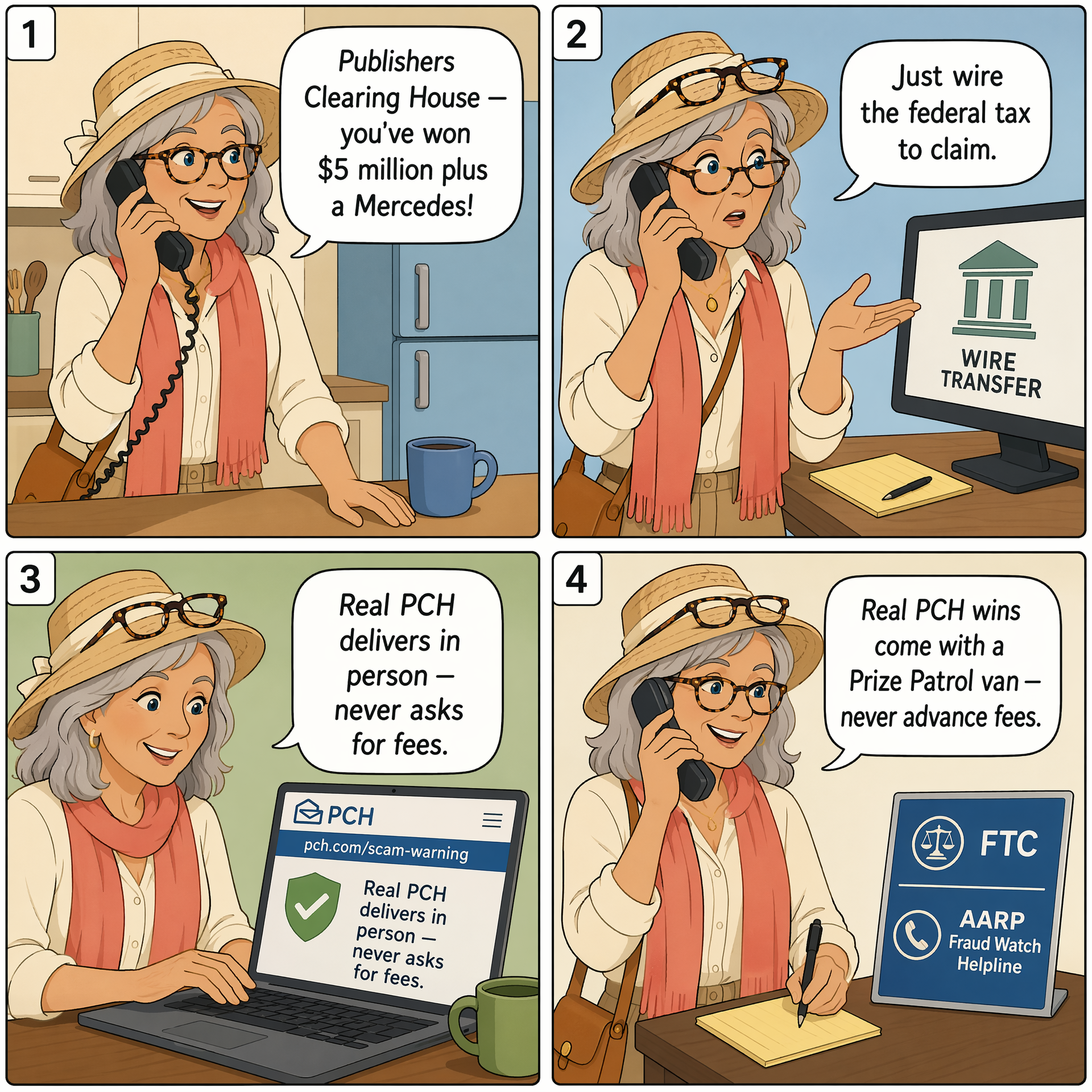 Publishers Clearing House (PCH) Impersonation — comic illustration