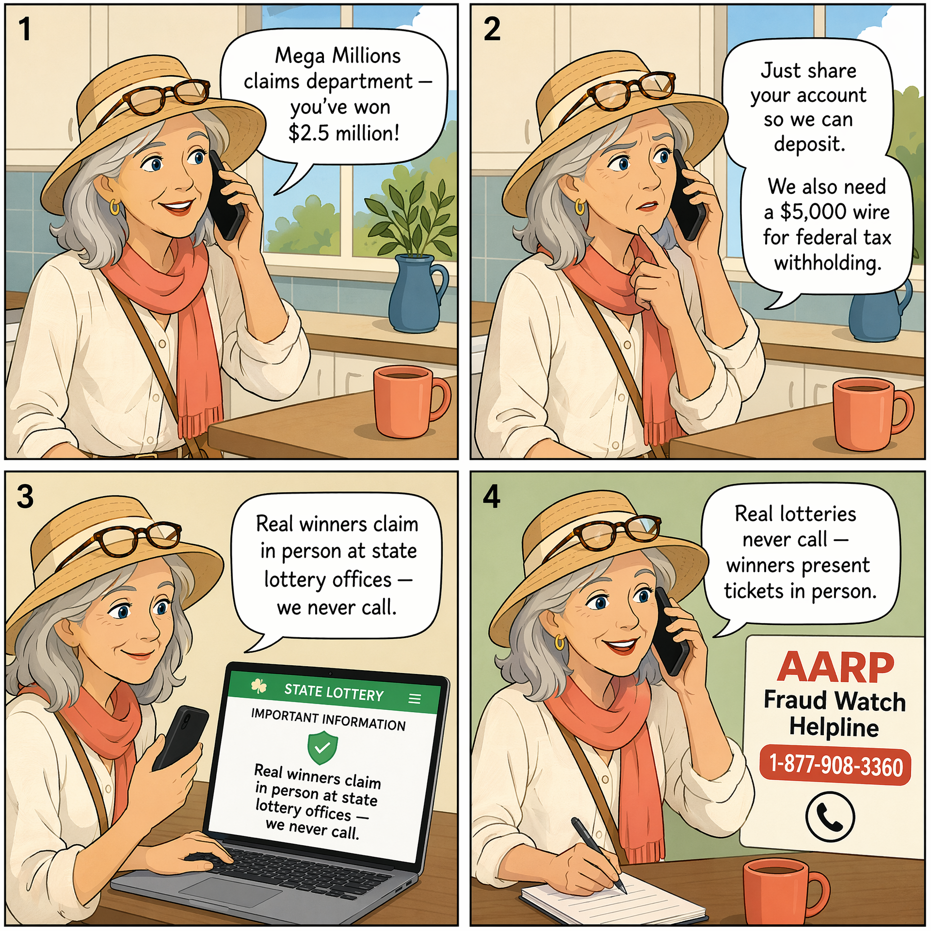 Phone-Call Winner Notification — comic illustration