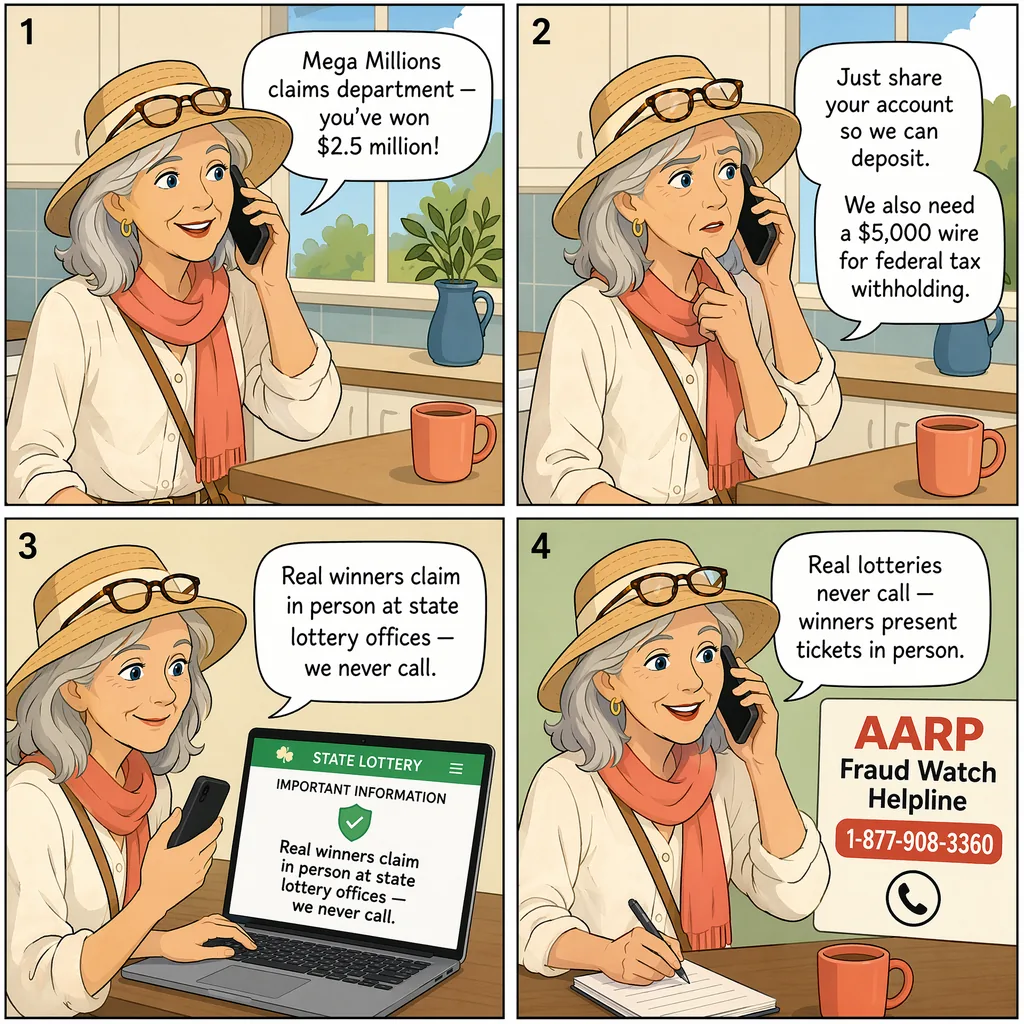 Phone-Call Winner Notification — comic illustration