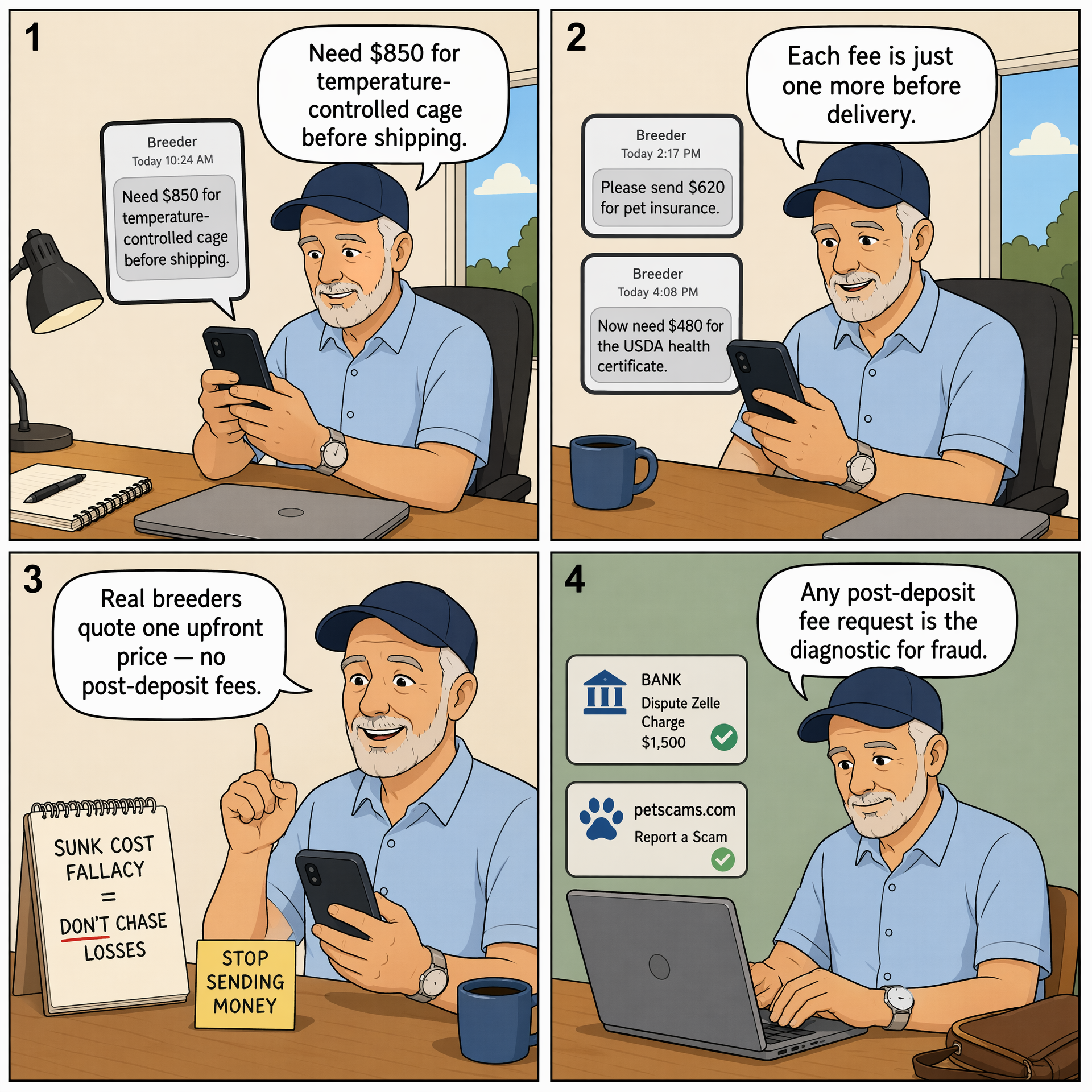 Escalating Shipping / Cage / Insurance Fees — comic illustration