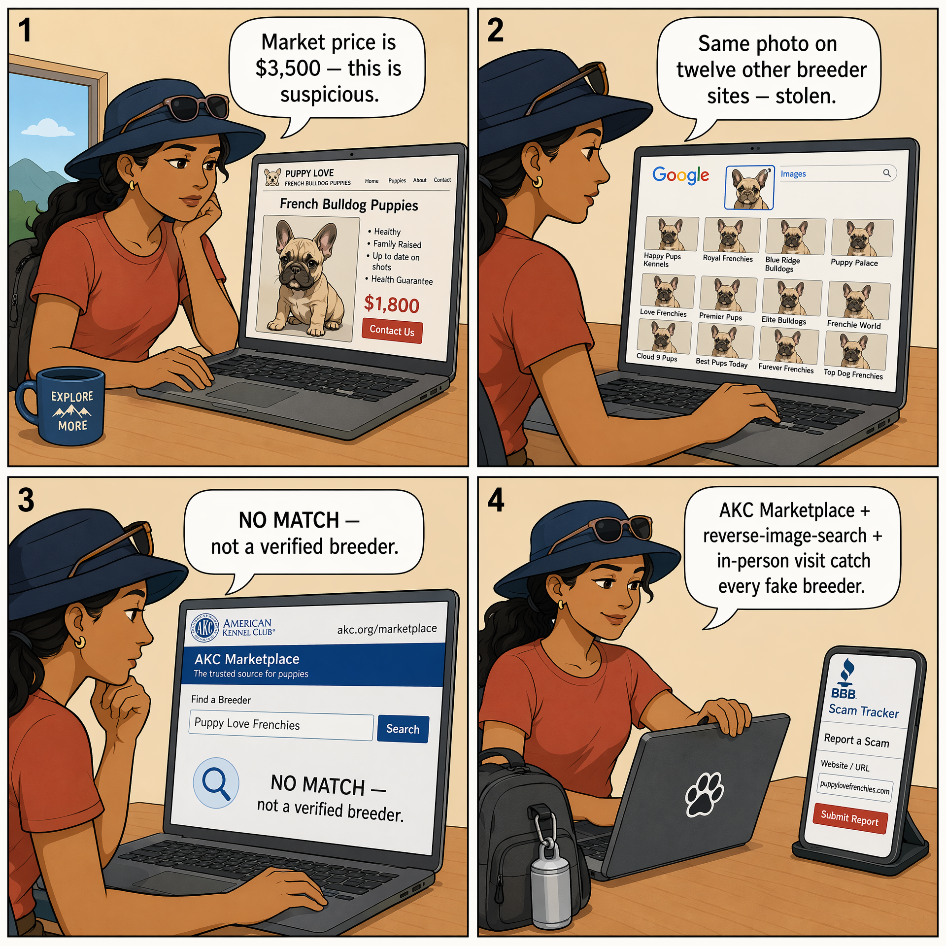 Fake Breeder Website — comic illustration