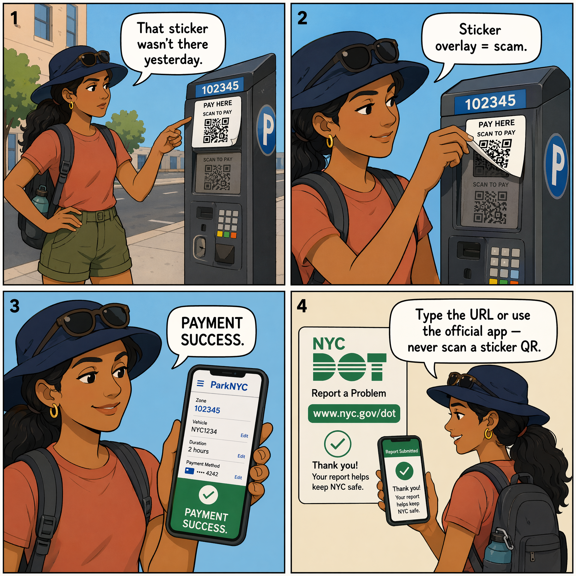 Parking-Meter Sticker Overlay — comic illustration
