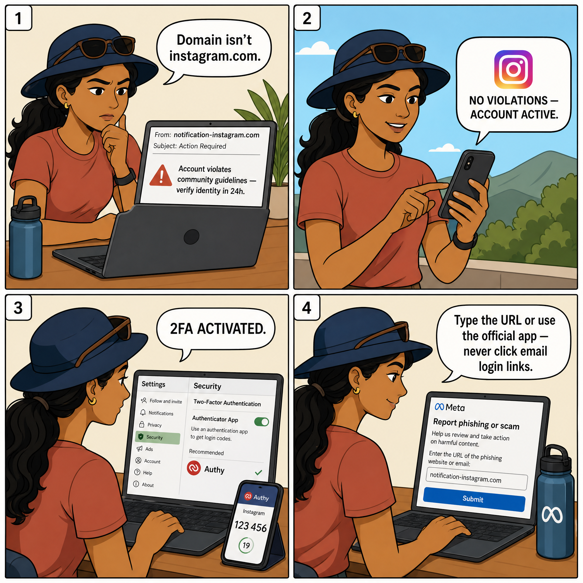 Phishing-Link Login Page (Credential Harvest) — comic illustration