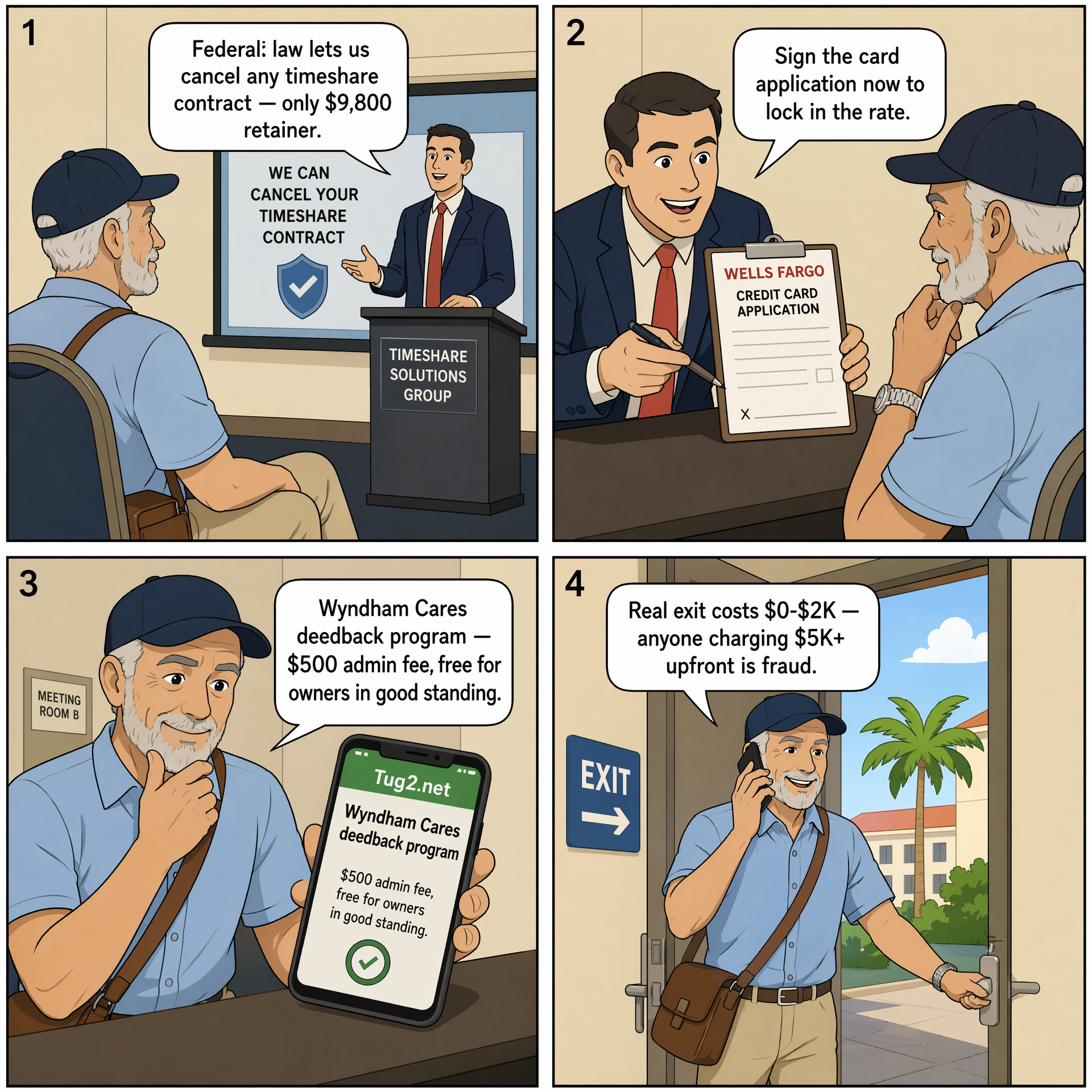 Fake Exit-Attorney / Law-Firm Impersonation — comic illustration