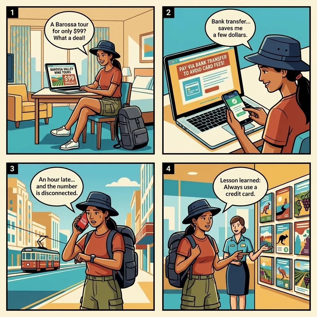 Fake Barossa / McLaren Vale Wine Tour Booking — comic illustration