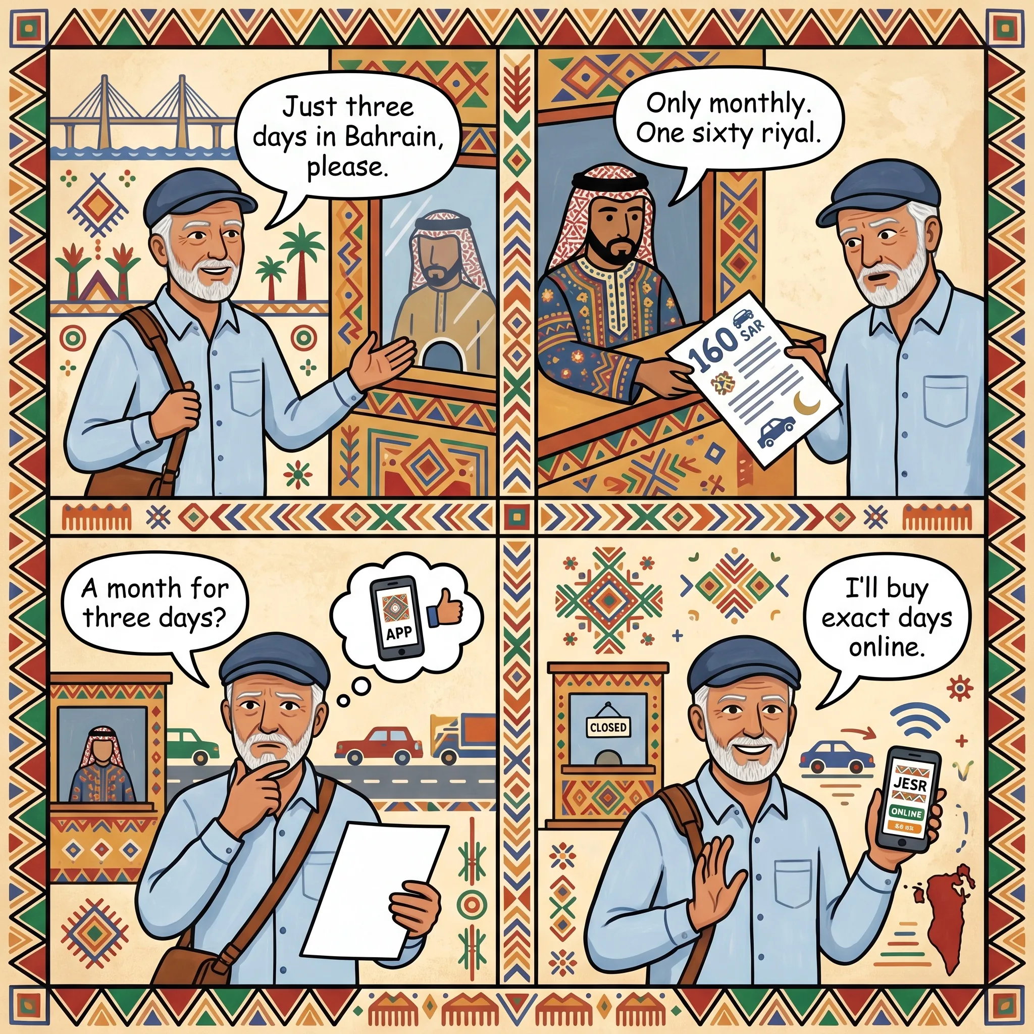 King Fahd Causeway Insurance-Booth Markup — comic illustration