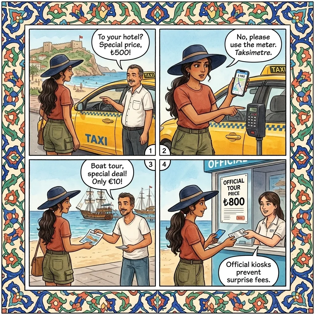 The Cleopatra Beach Taxi & Boat Trap — comic illustration