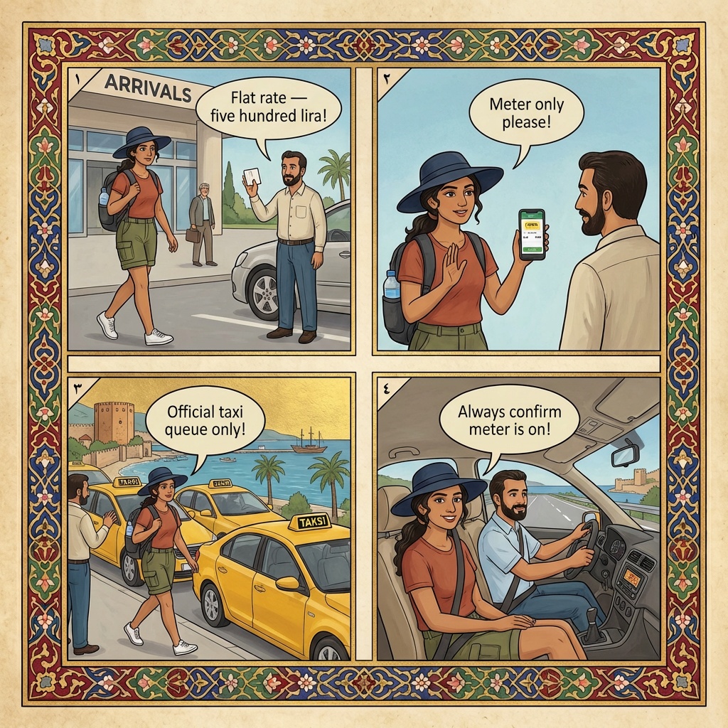 Antalya & Gazipaşa Airport Transfer Overcharge — comic illustration