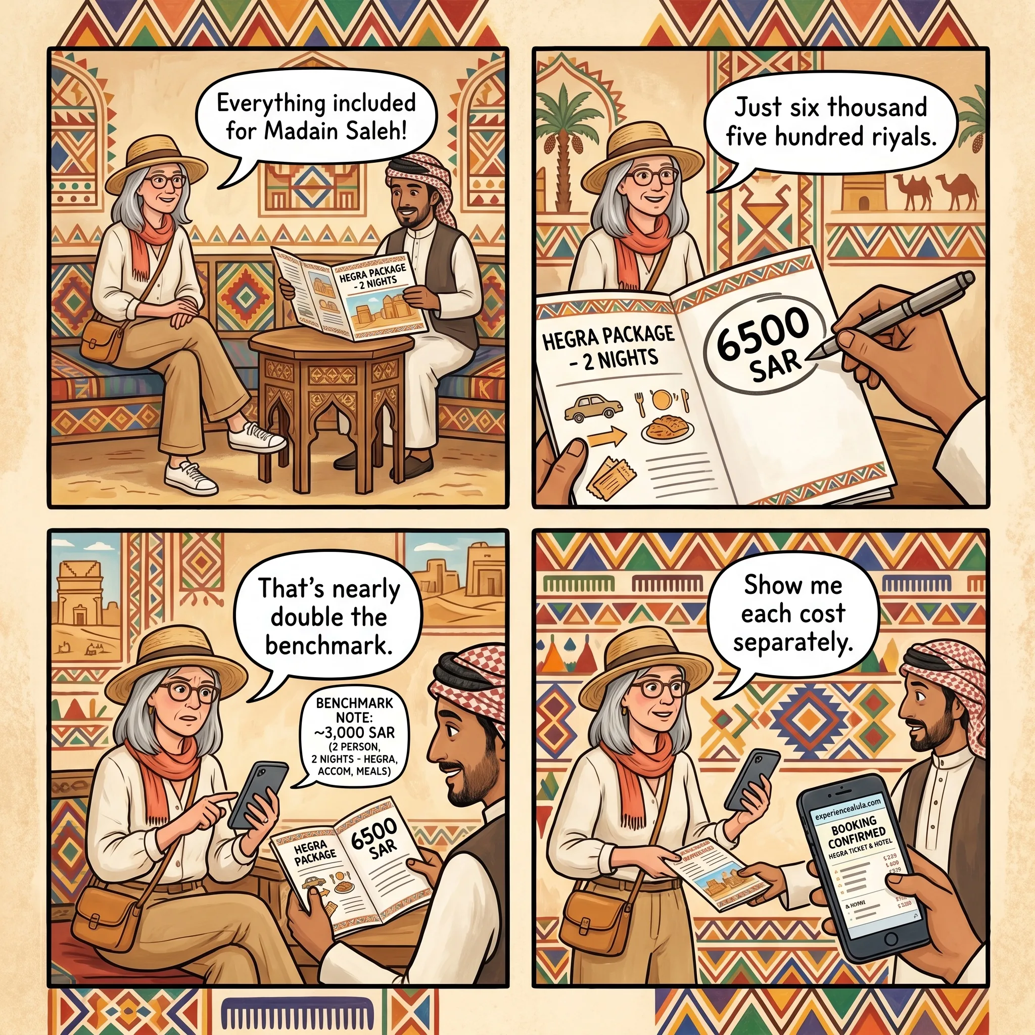 The Madain Saleh All-Inclusive Package Triple-Markup — comic illustration