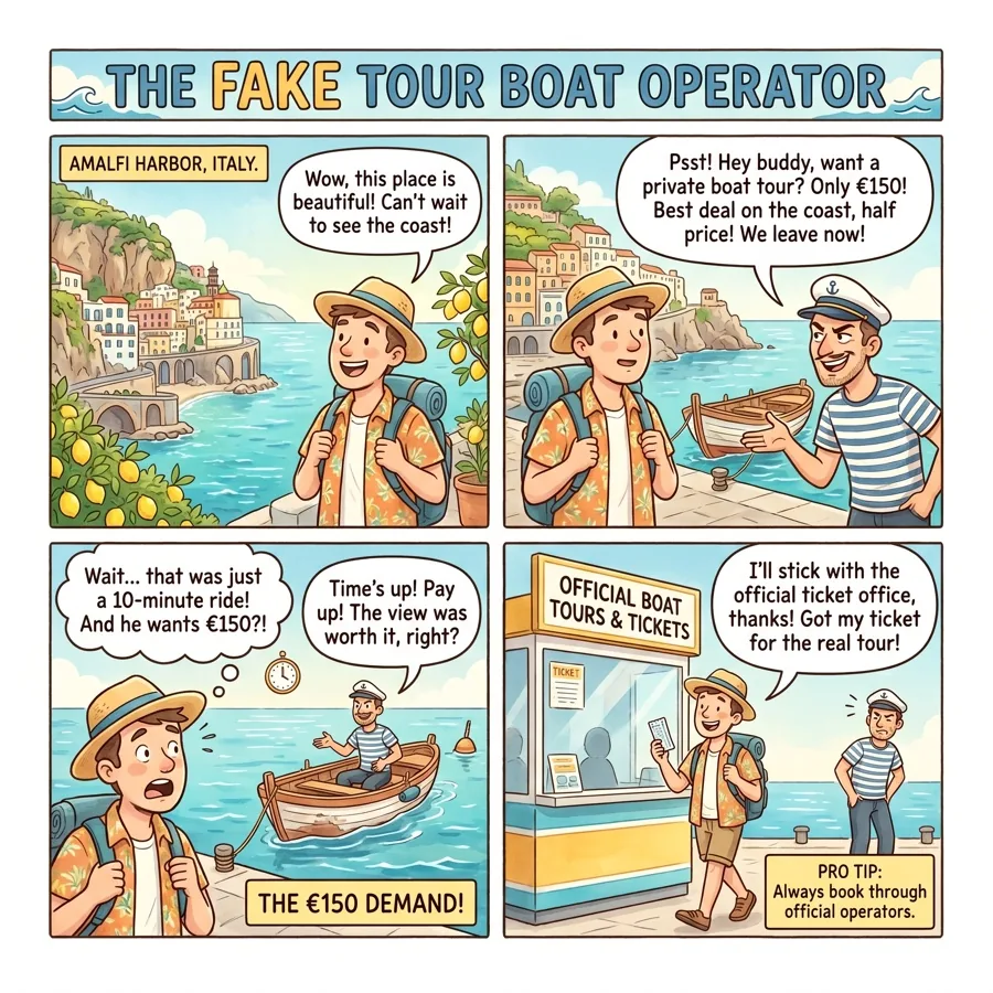 Sea-View Coperto & Pesce "al Etto" Trap — comic illustration