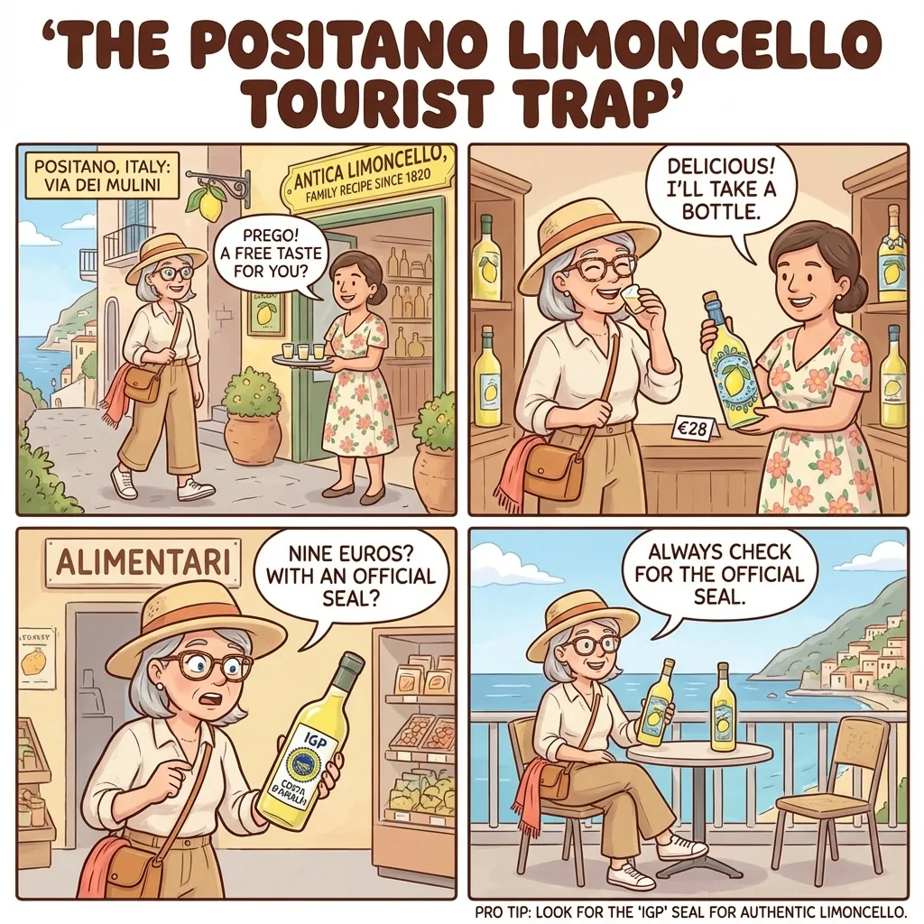"Antica" Limoncello Shop & Factory-Tour Upsell — comic illustration