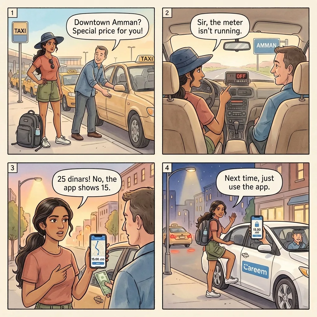 Yellow Taxi No-Meter Overcharge — comic illustration