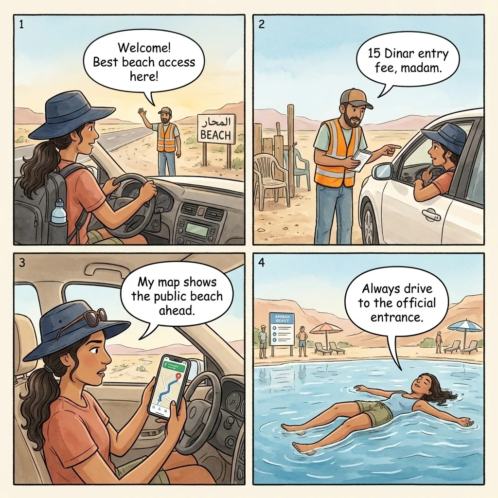 Dead Sea Private Resort Fee Trap — comic illustration