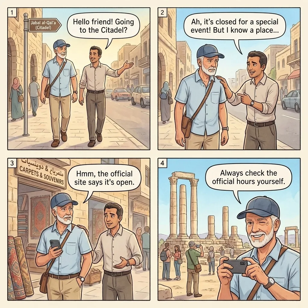 Fake Closed Attraction Redirect — comic illustration