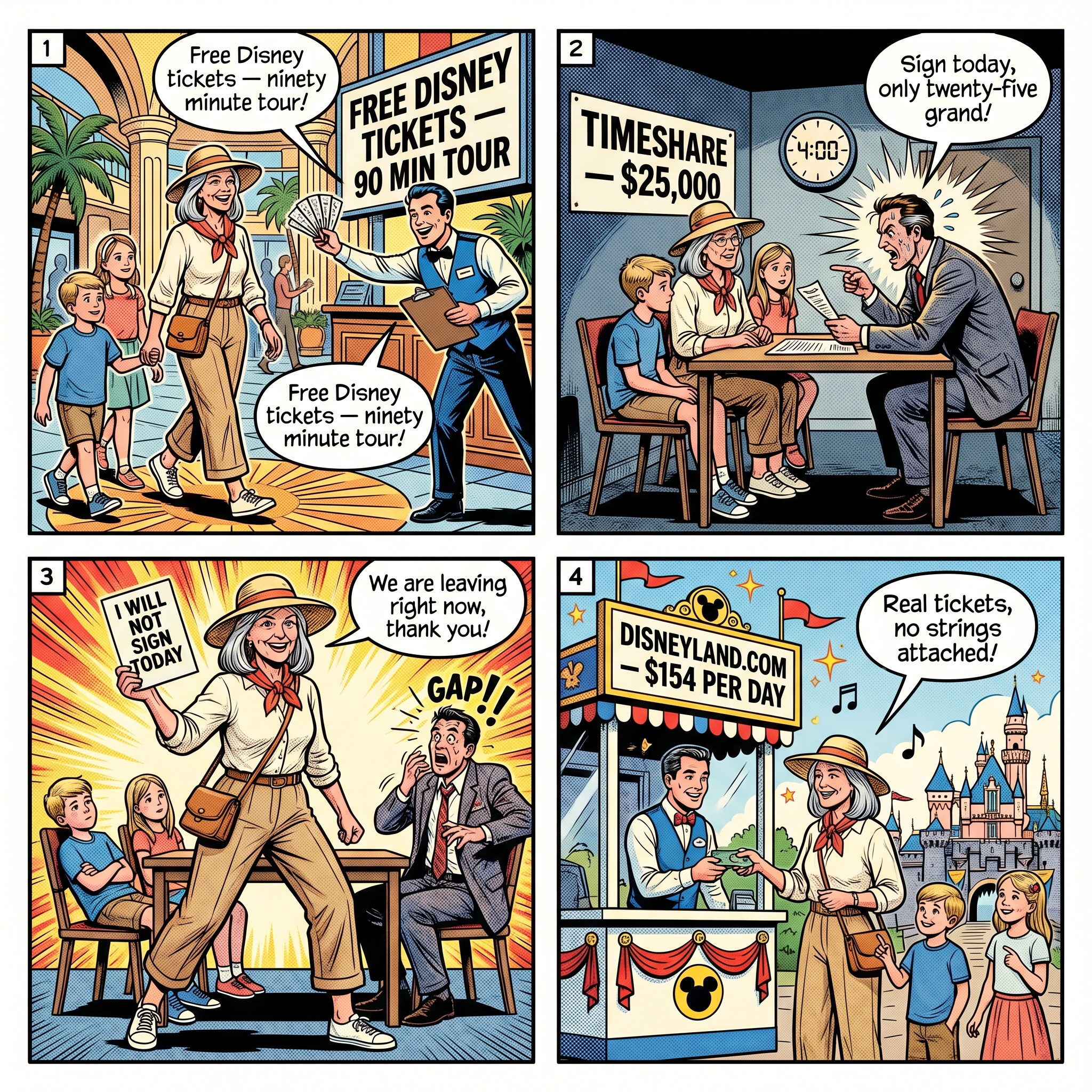 Anaheim Timeshare Presentation Near Disneyland — comic illustration