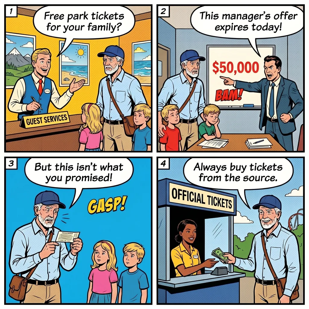 Anaheim Timeshare Presentation Near Disneyland — comic illustration