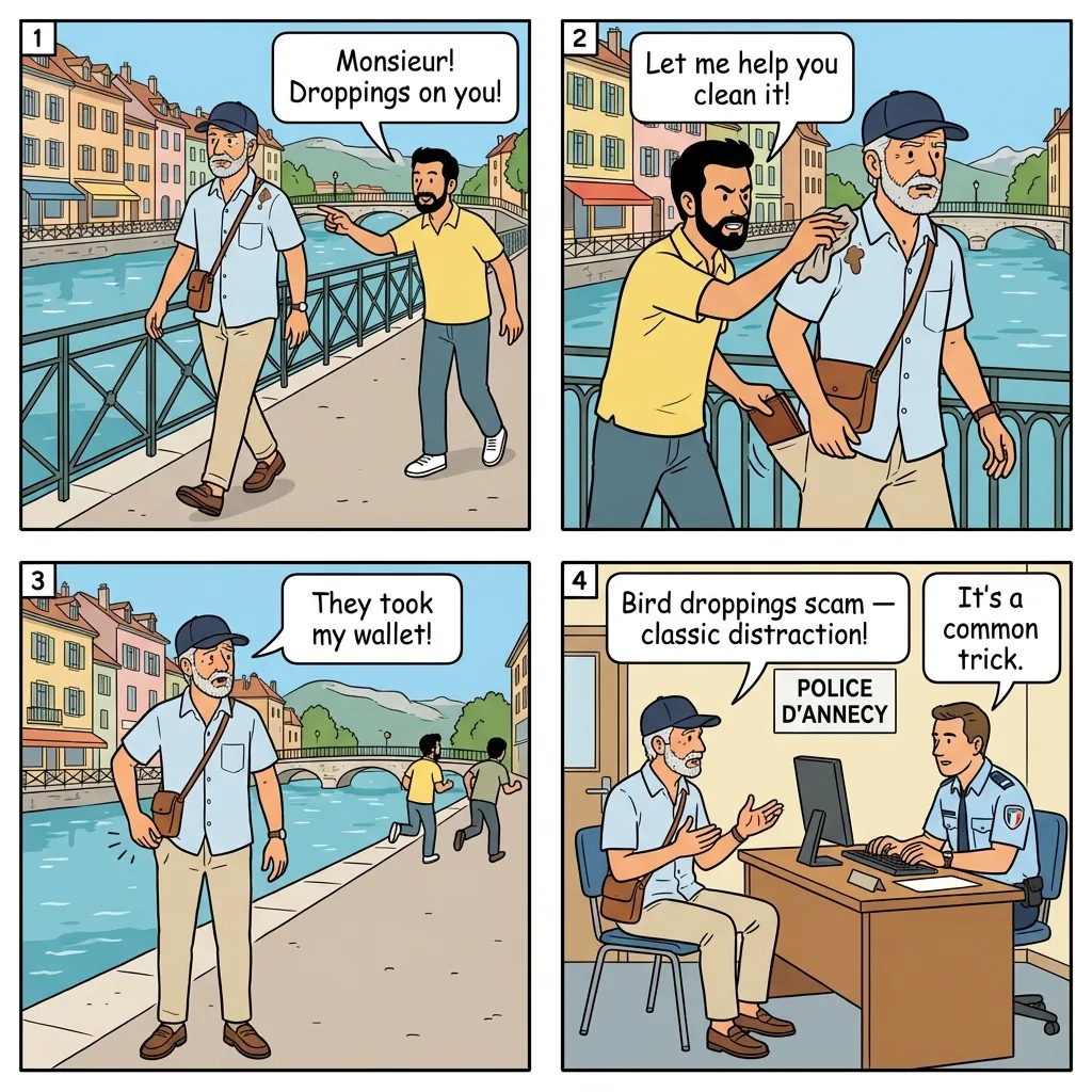 Distraction Theft by Groups — comic illustration