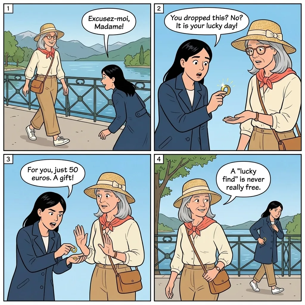 The Gold Ring Trick — comic illustration