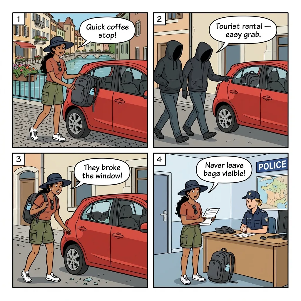 Rental Car Break-ins — comic illustration