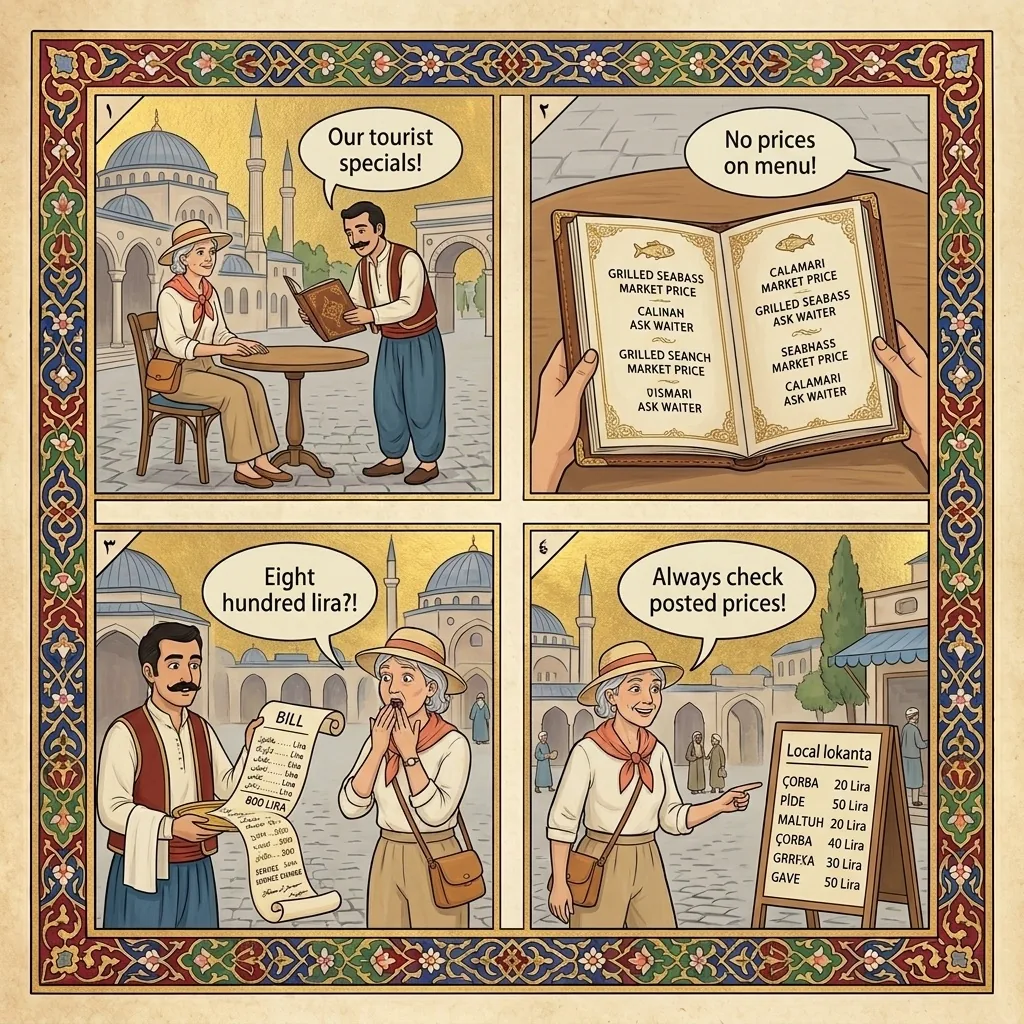 The Marina Tourist-Menu Doubler — comic illustration