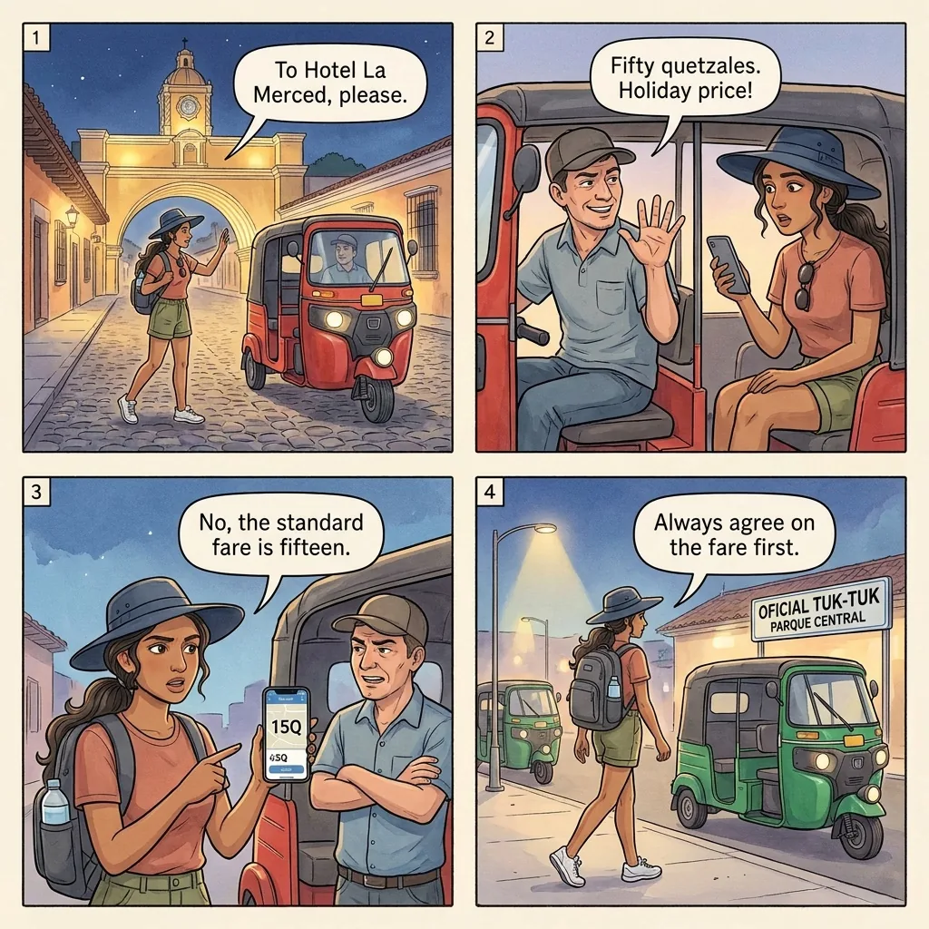 The Antigua Tuk-Tuk Holiday-Surcharge Quote — comic illustration