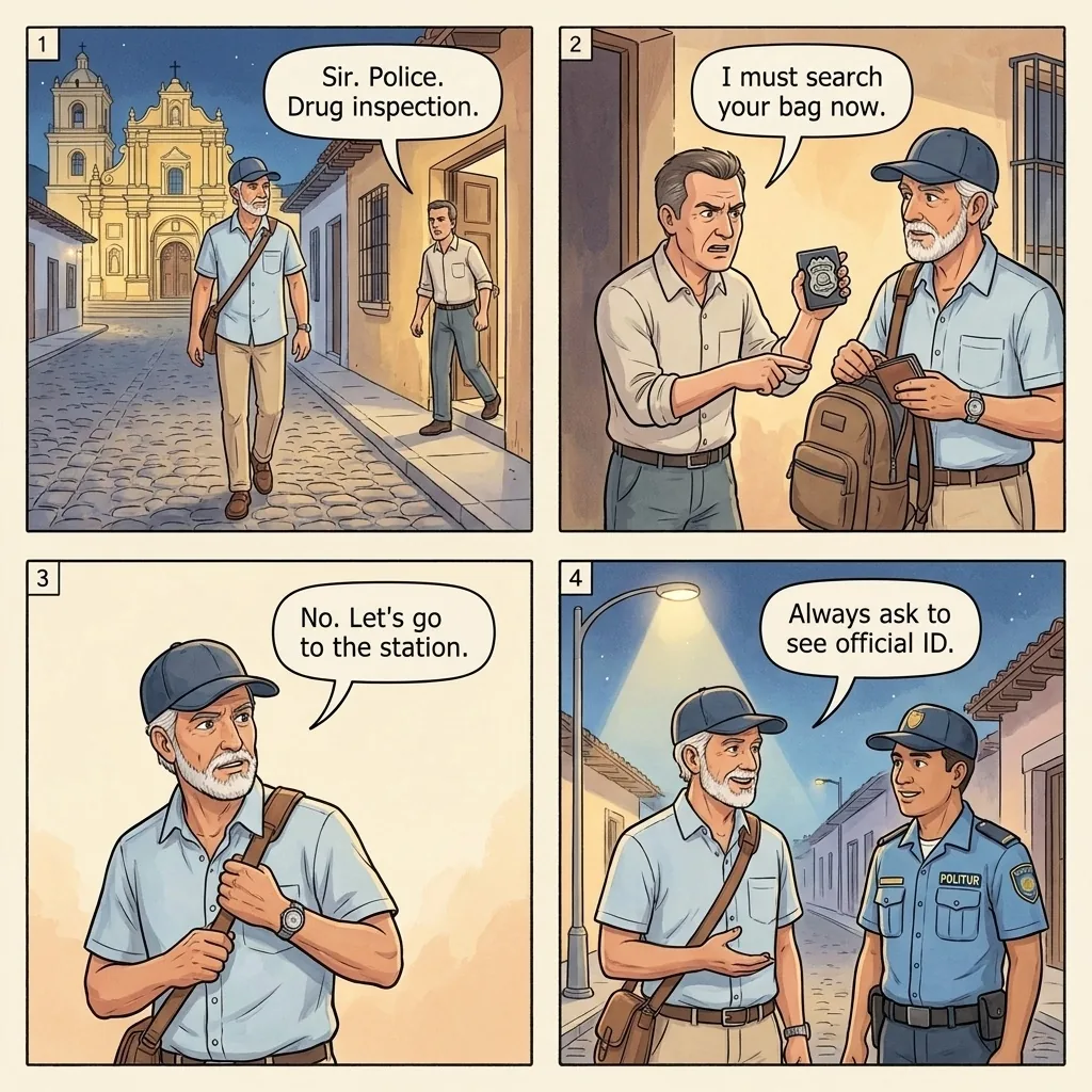 The Antigua Plain-Clothes Police Search — comic illustration