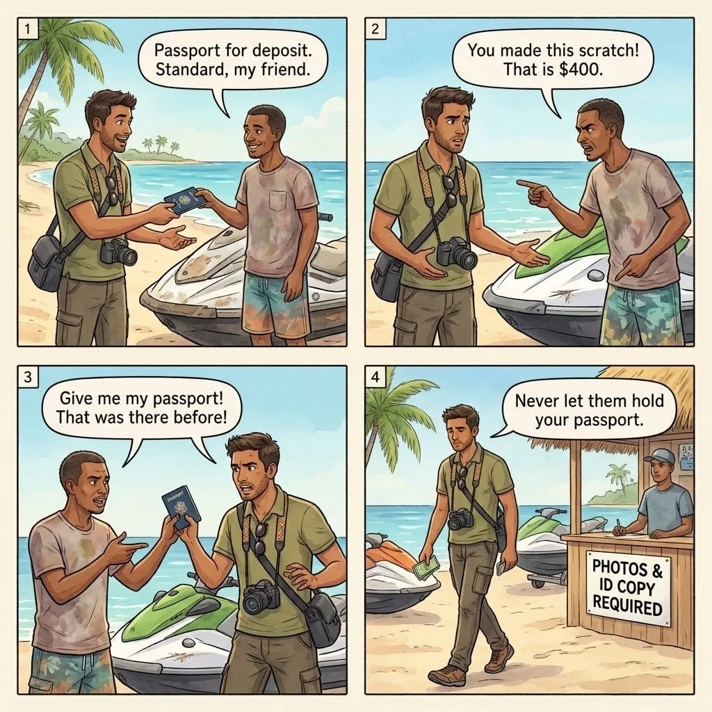 Unlicensed Water Sports Damage Claim — comic illustration