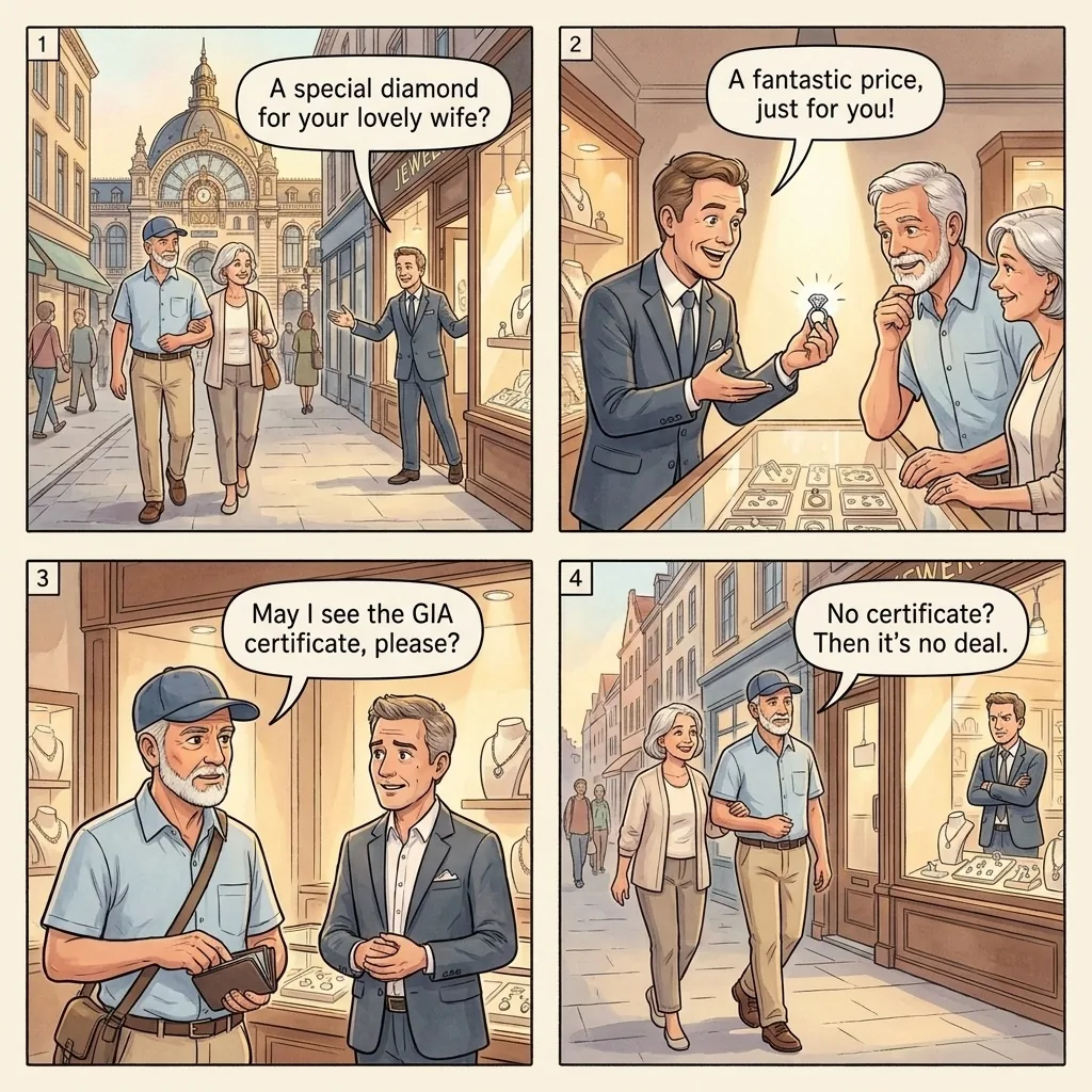 Pelikaanstraat Diamond District Tourist Markup — comic illustration