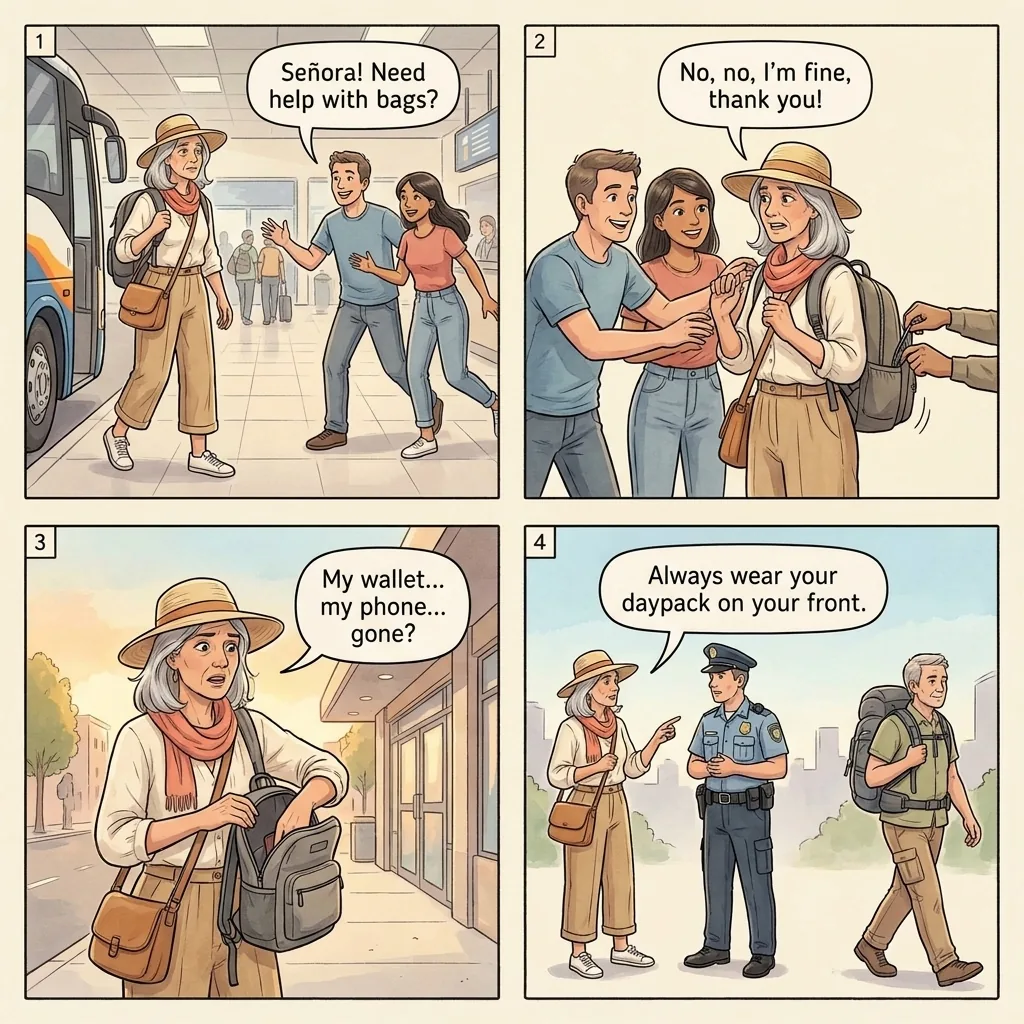 The Terrapuerto Distraction Pickpocket — comic illustration