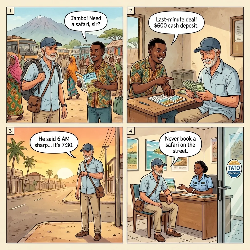 The Street Safari-Broker Commission Hustle — comic illustration
