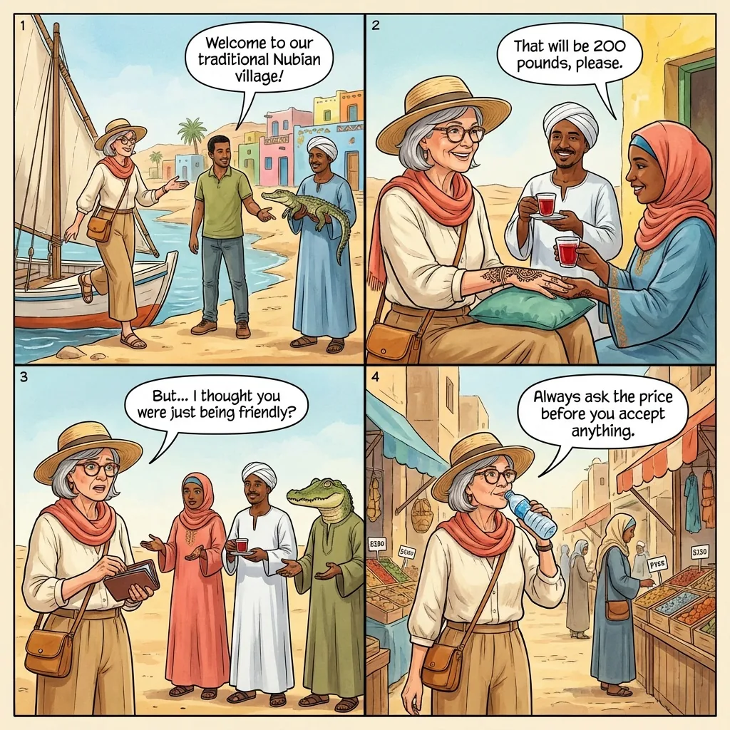 The Nubian Village Tourist Trap — comic illustration
