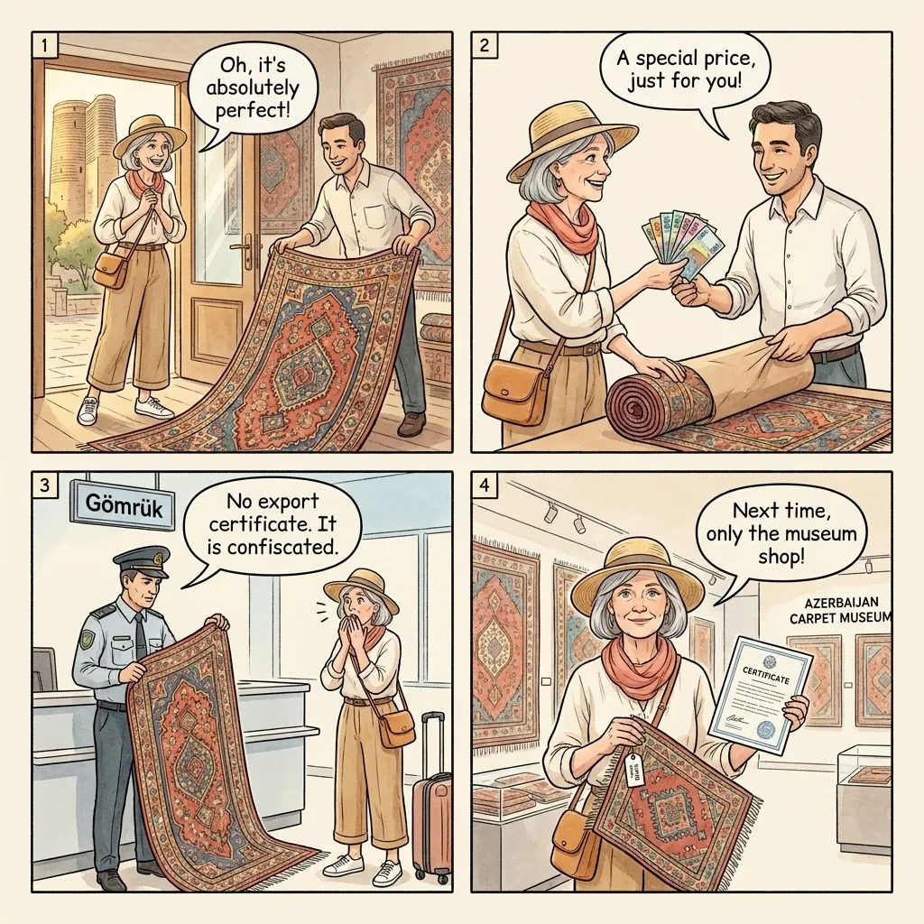 The Carpet Shop Export Trap — comic illustration