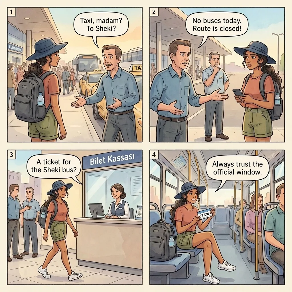 The Bus Station Taxi Ambush — comic illustration