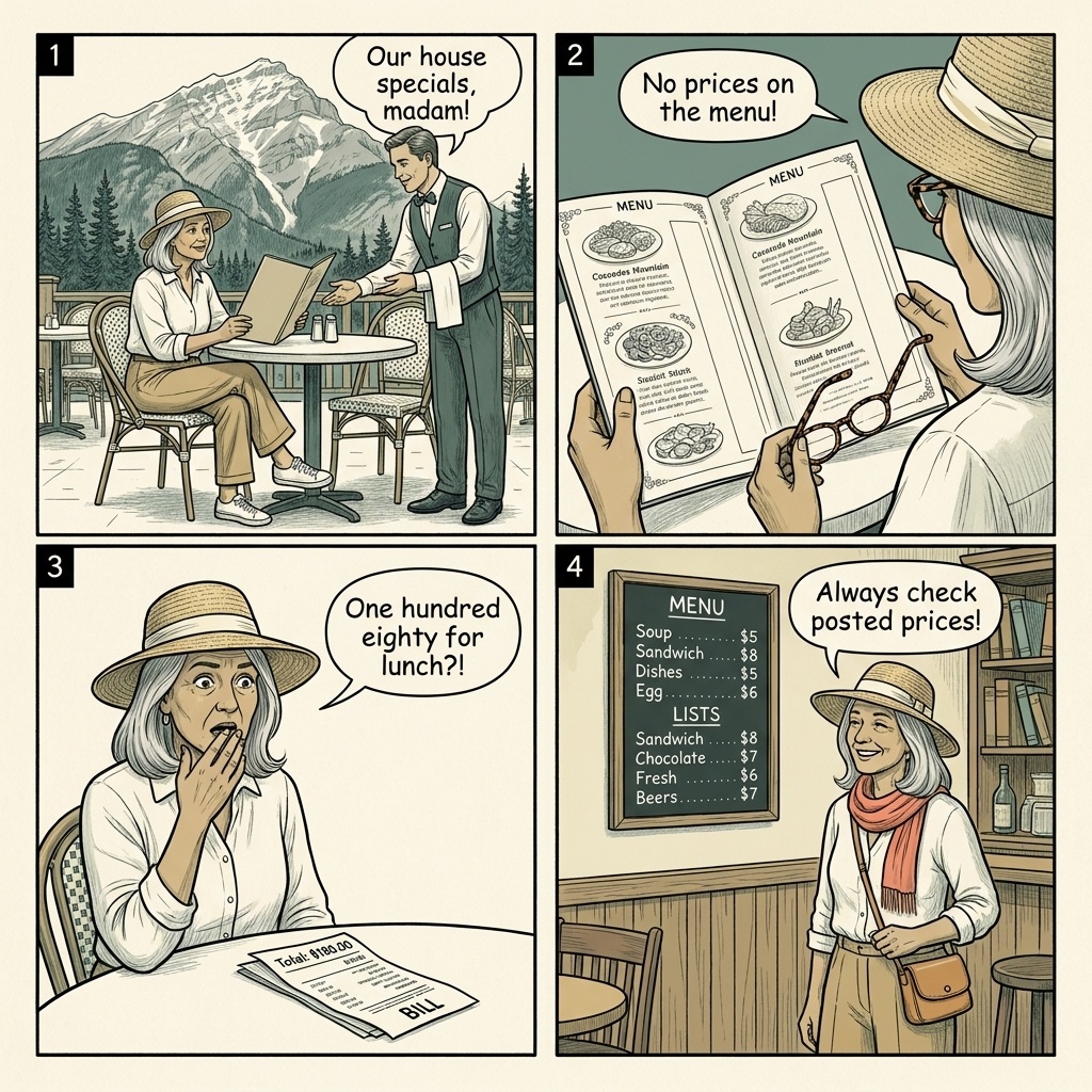 Banff Town Restaurant & Hotel Pricing Inflation — comic illustration