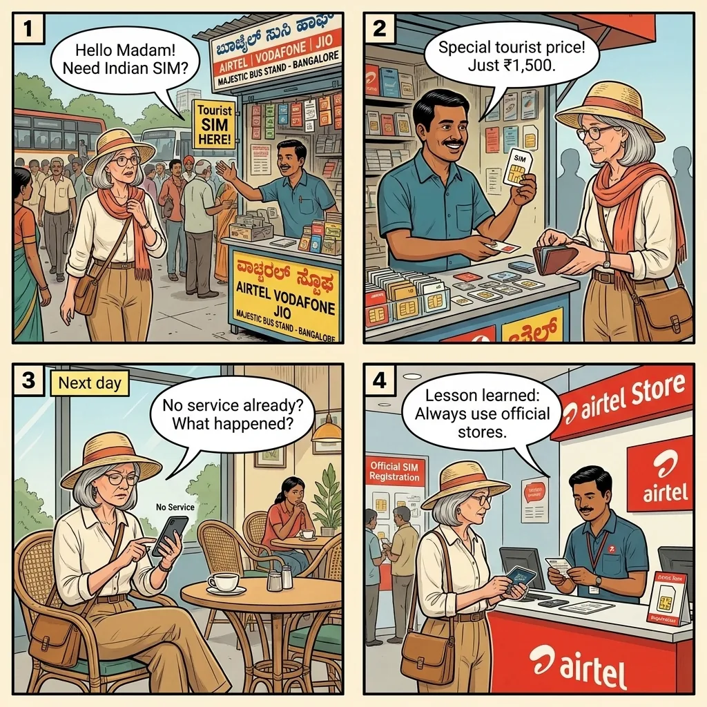 The Majestic Tourist-SIM Markup — comic illustration