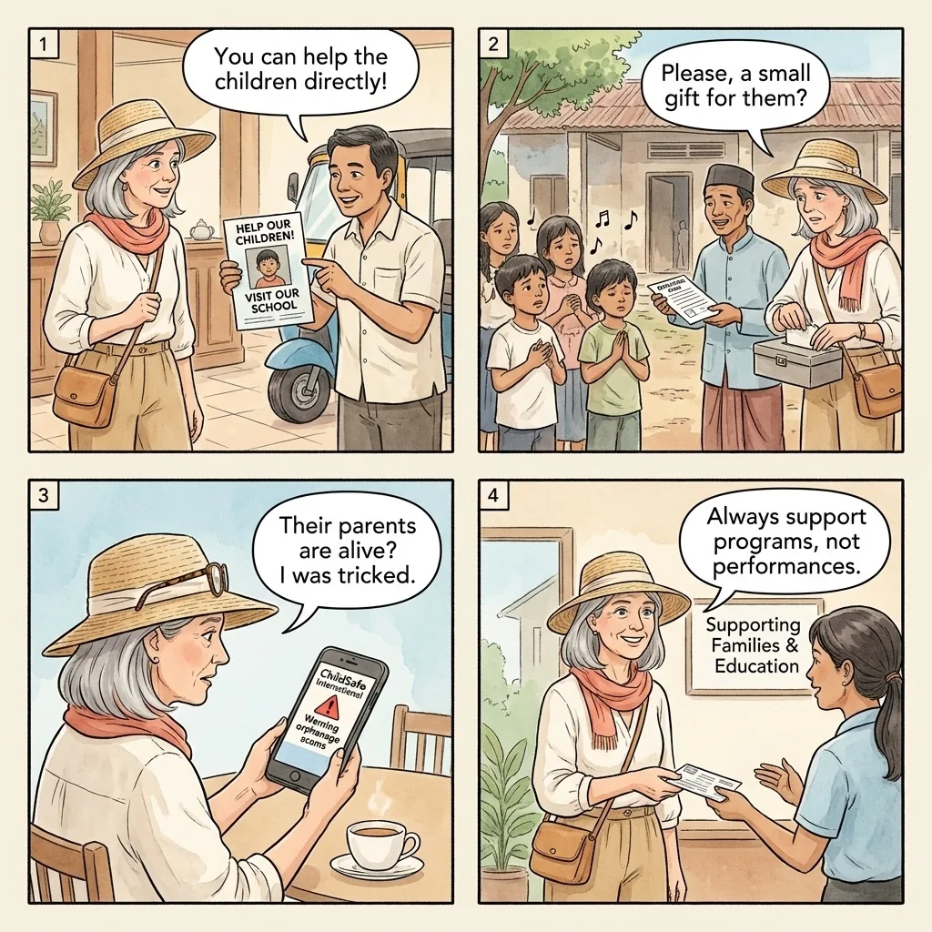 The Battambang Orphanage-Tourism Scam — comic illustration