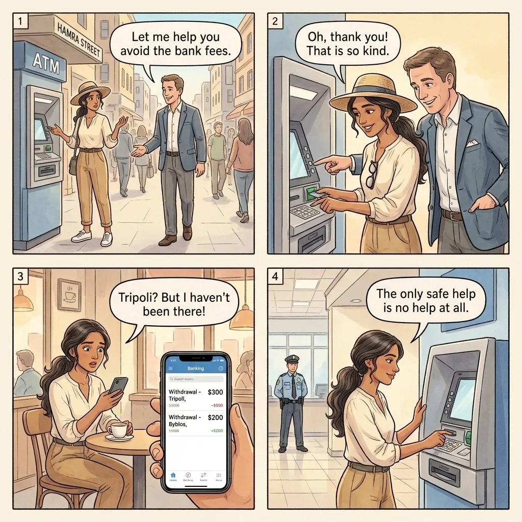 The Hamra ATM Helper-Skim — comic illustration