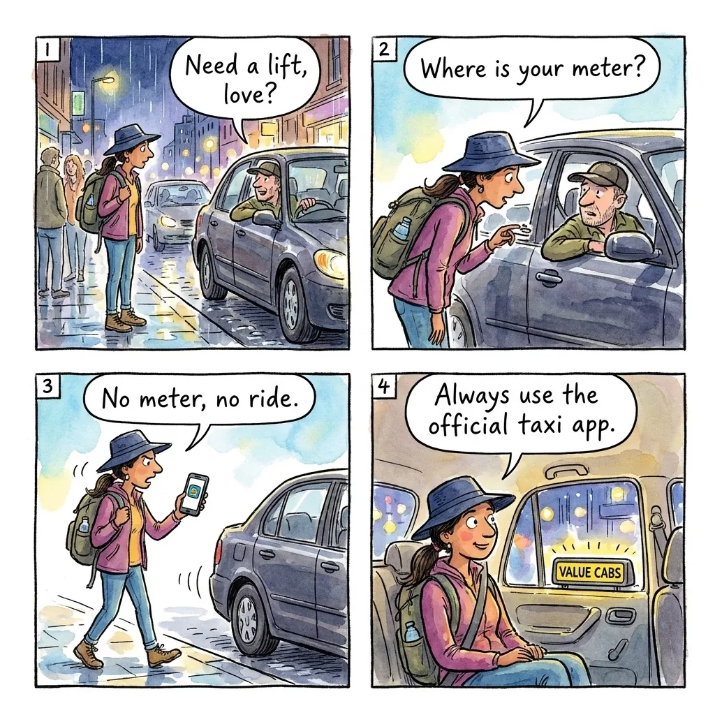 The Cathedral Quarter Off-Meter Cab — comic illustration