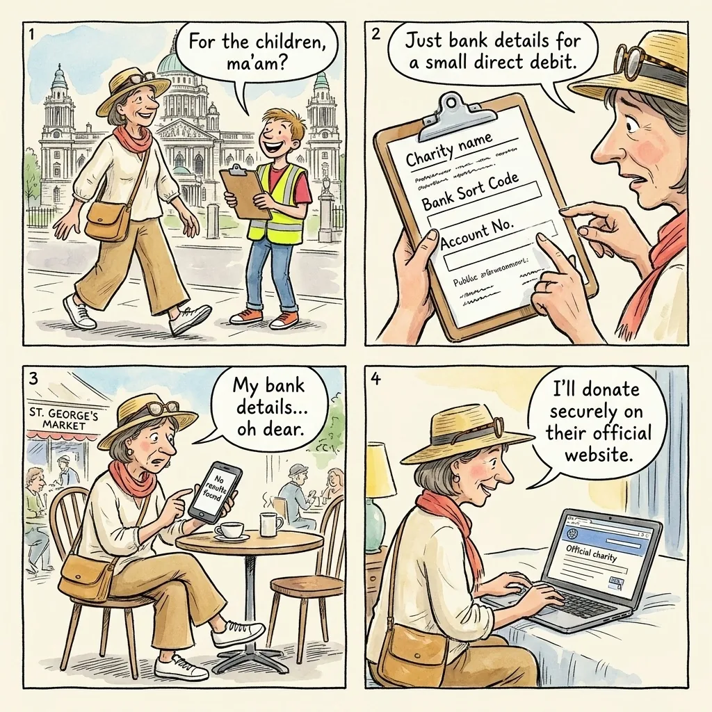 The Donegall Place Direct-Debit Clipboard — comic illustration