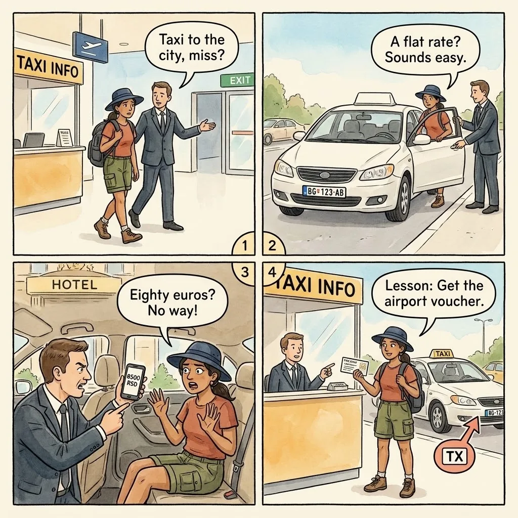 White-Top Unlicensed Taxi Scam — comic illustration