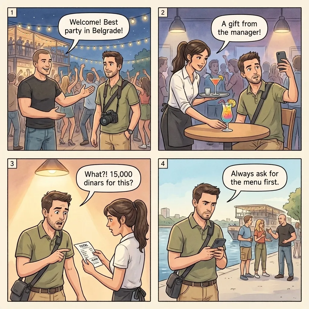 Splavovi  Drink Overcharge — comic illustration