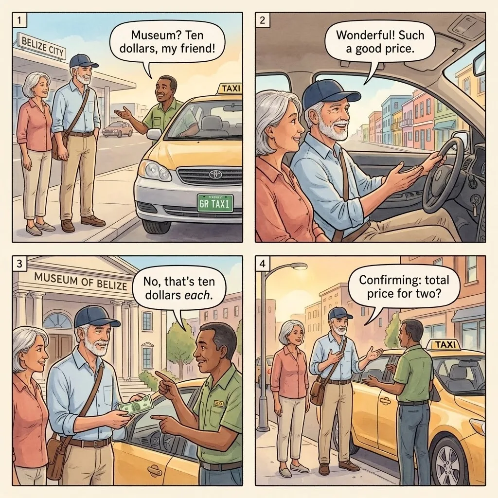 The Per-Person Taxi Price Trick — comic illustration