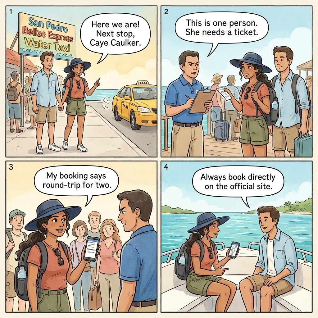 The Water Taxi Overcharge and Double Booking — comic illustration