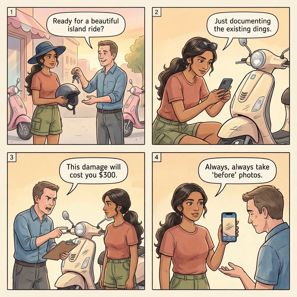 The Scooter Rental Damage Claim — comic illustration