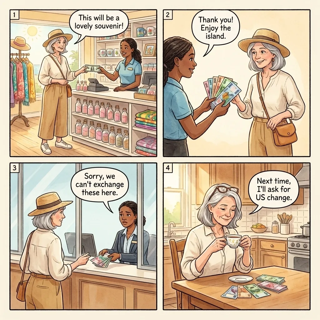 The Currency Exchange Ripoff — comic illustration