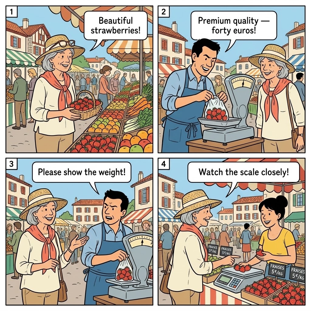 Les Halles Market Pickpocketing — comic illustration